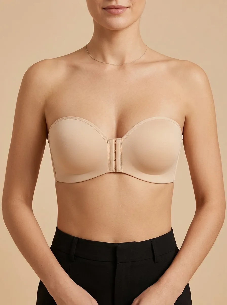Women's Tonal-Stitch Front-Closure Strapless Bra