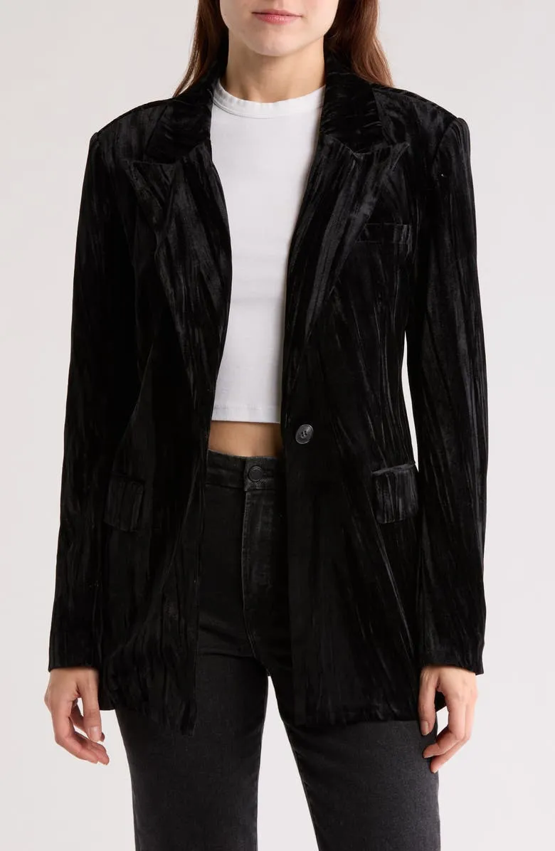 Velvet One-Button Blazer