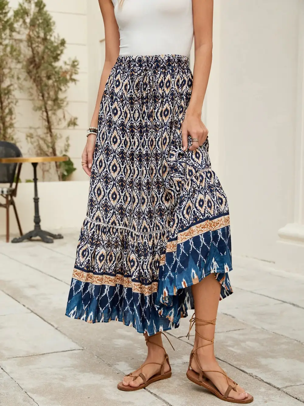 Essential Ruched Printed Skirt