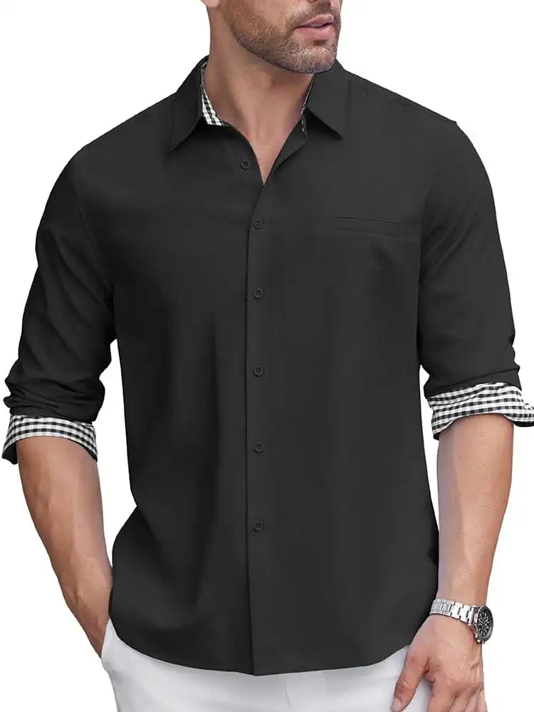 Classic Casual Plaid Splicing Shirt