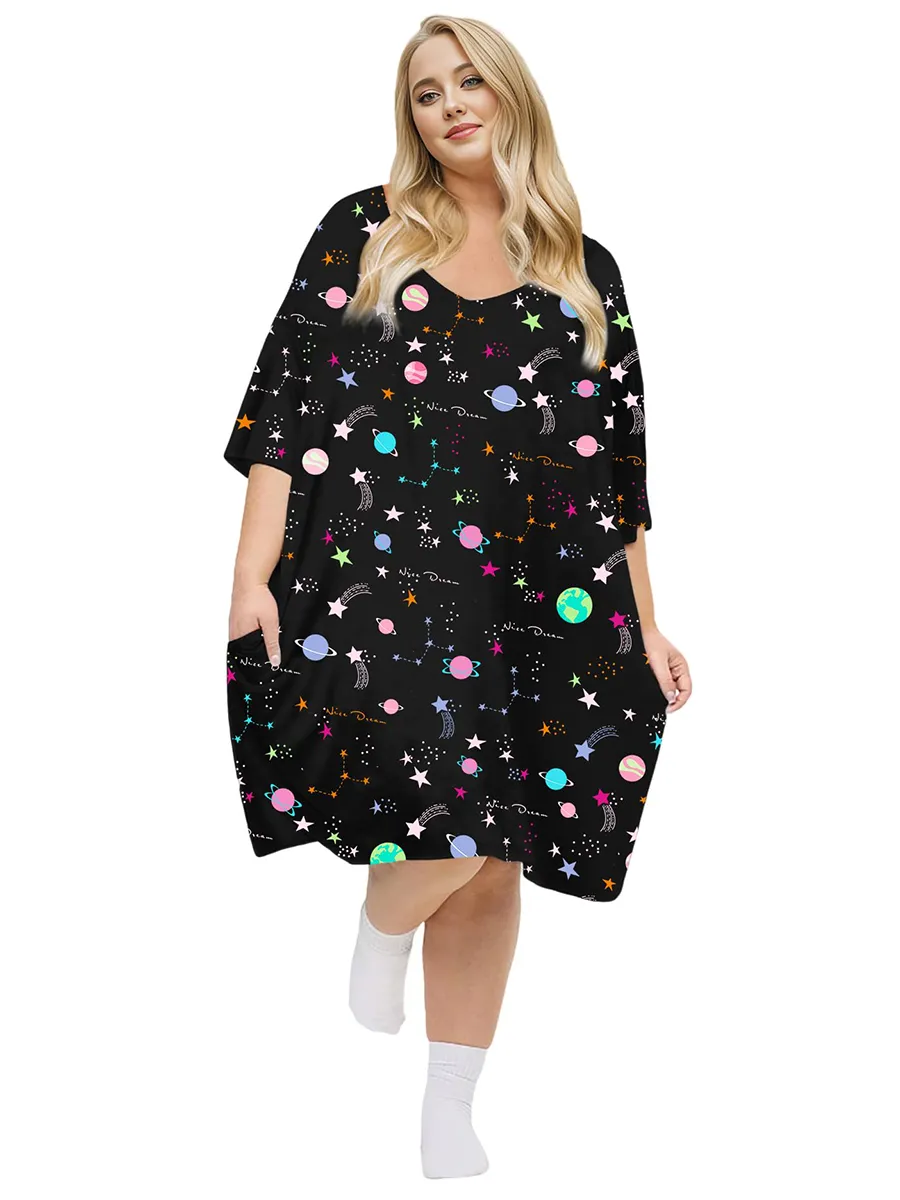 Plus Size Nightgown for Women V-Neck Sleep Dress