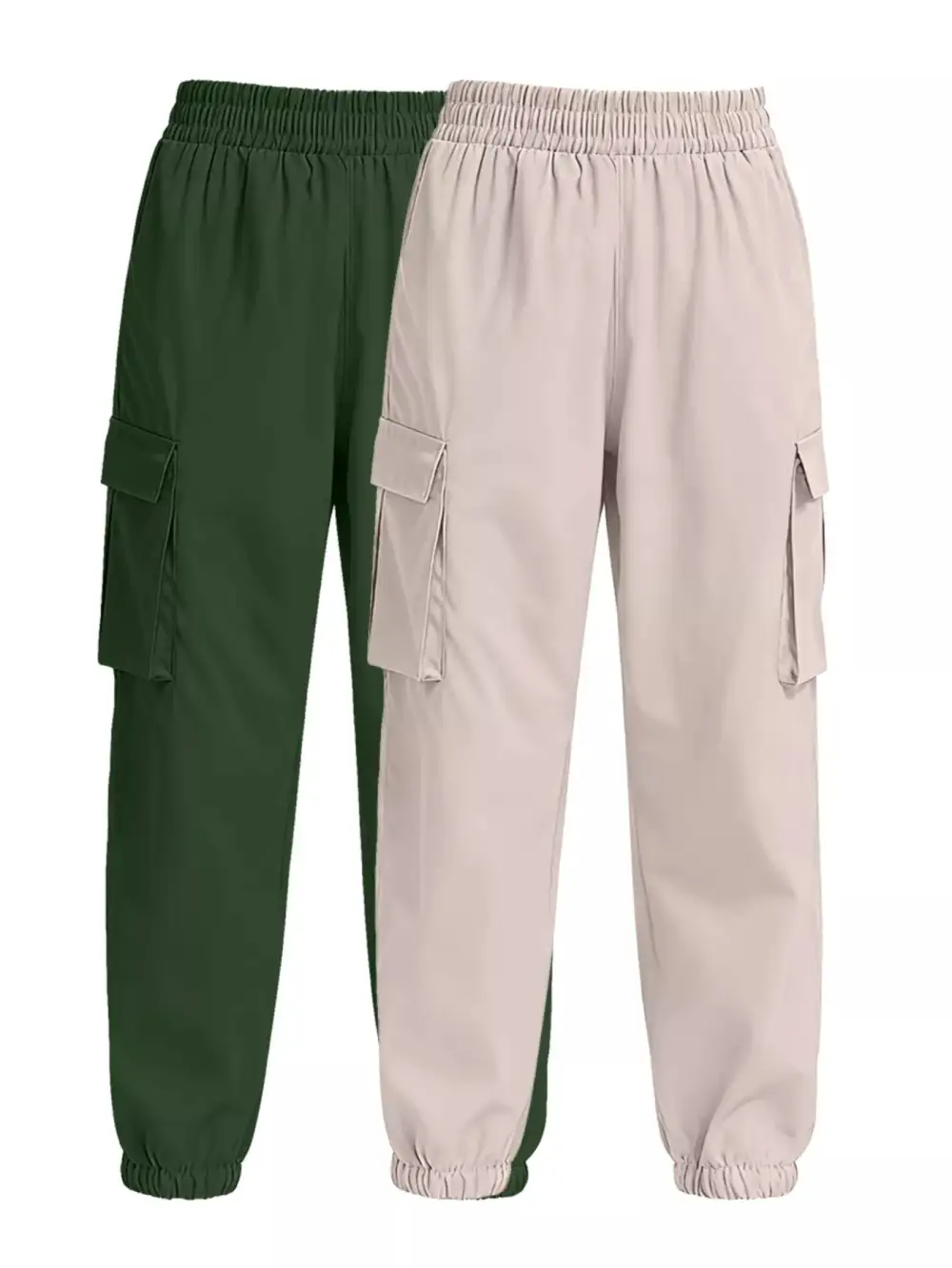 Piece Elastic Waist Cargo Pants