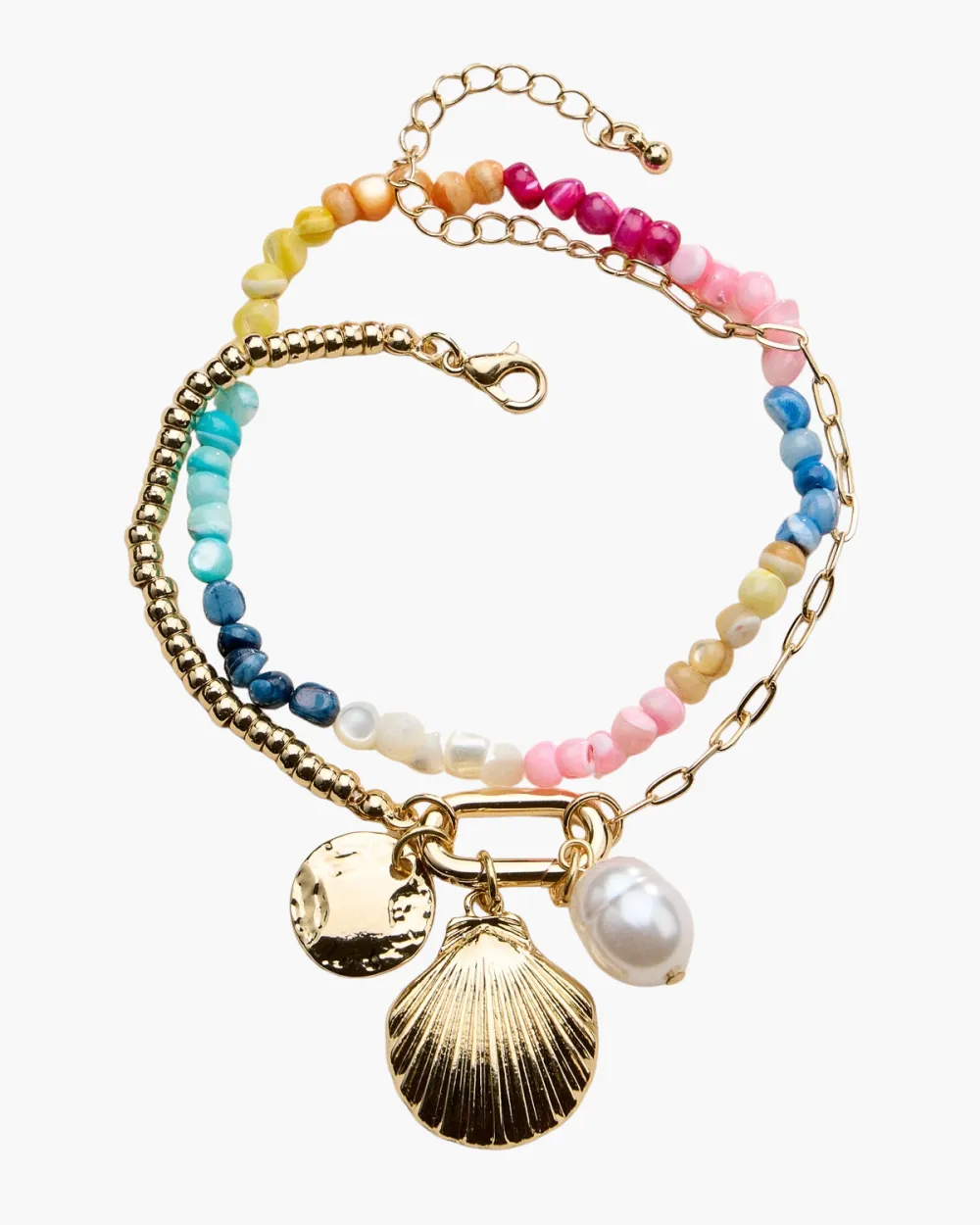 Textured Shell Charm Bracelet