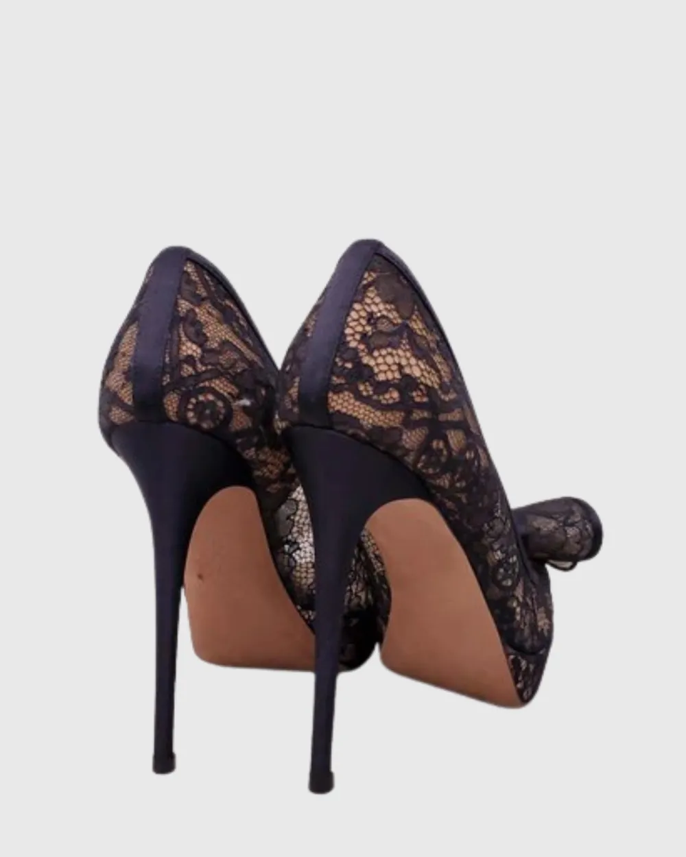 Lace Bow Peep Toe Platform Pumps