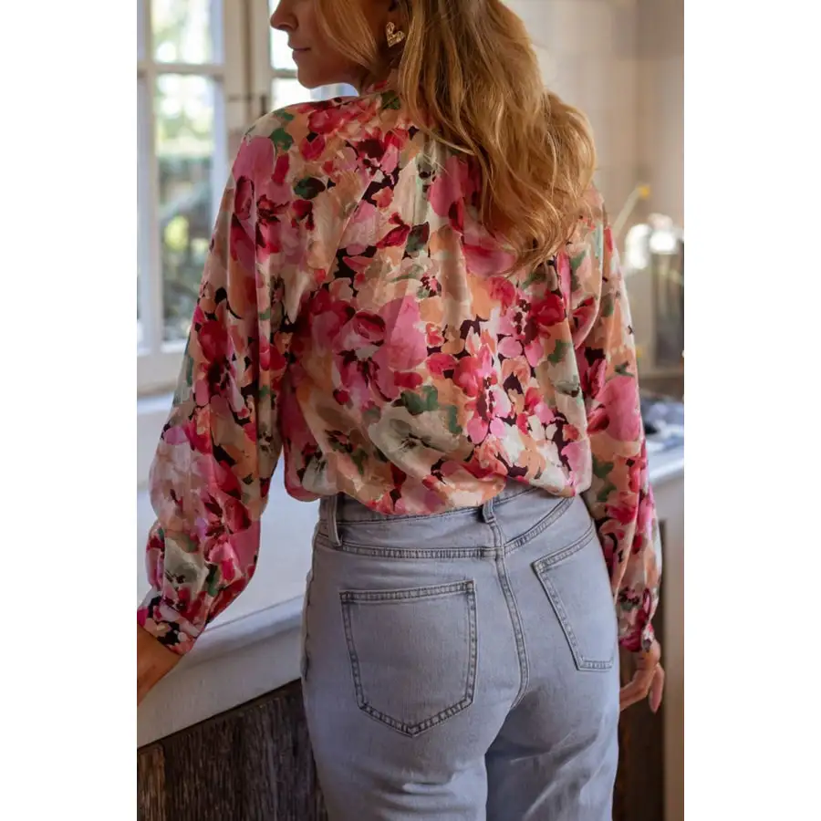 Frill Button Down Long Sleeve Shirt