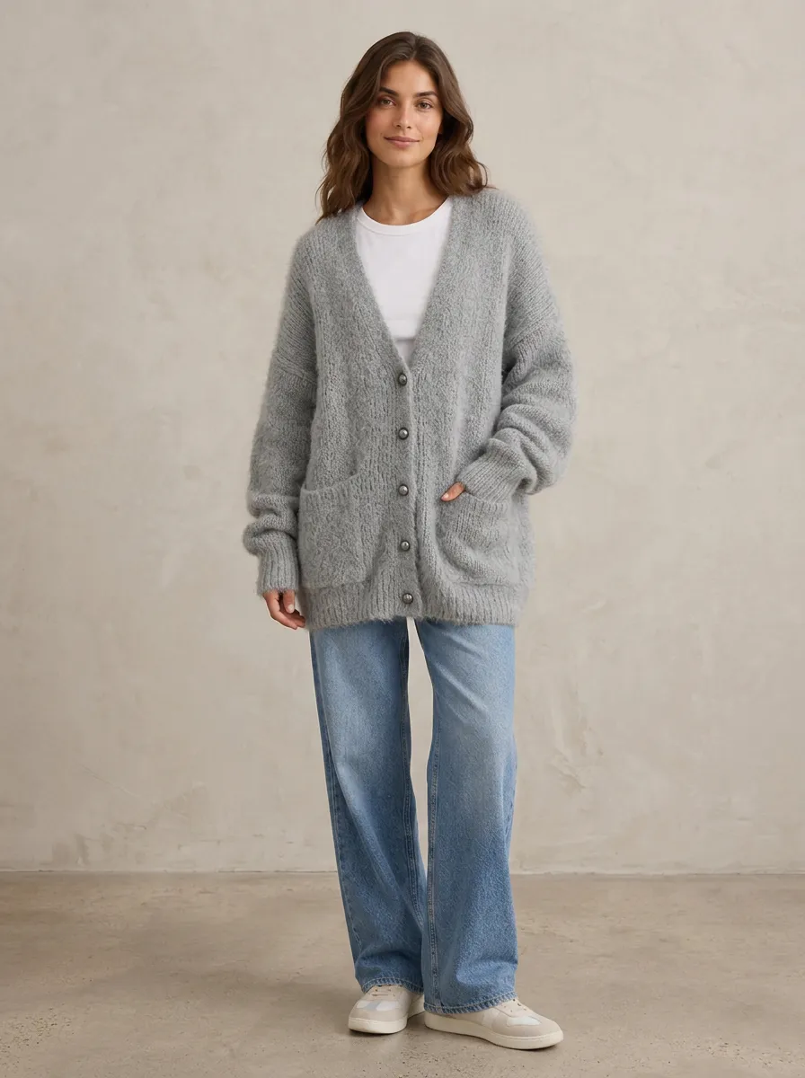 Women's V-Neck Button-Down Cardigan