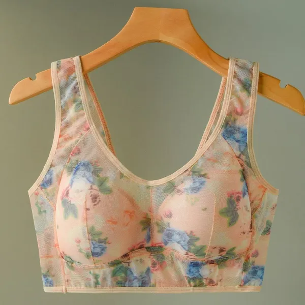 Mesh Wireless Bra Flower Bra