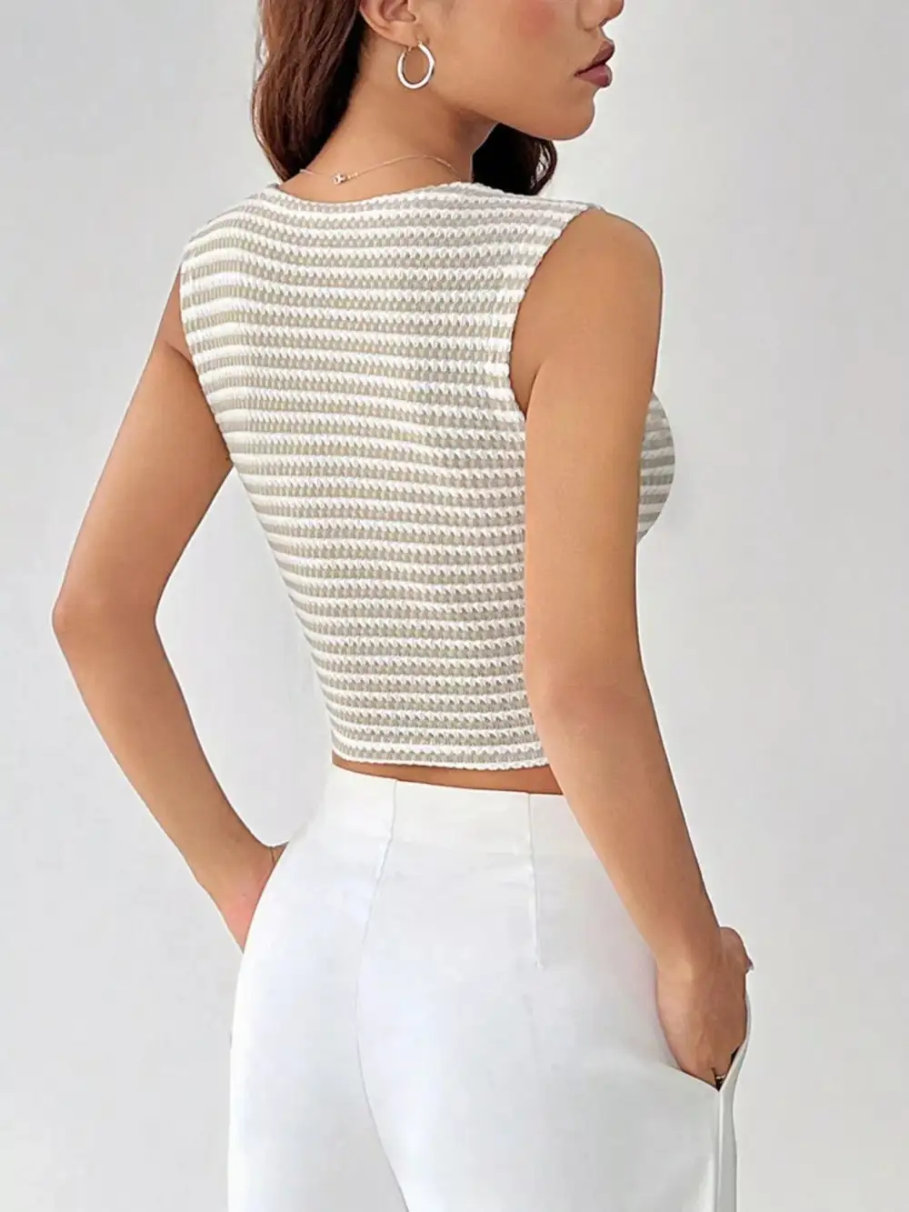 Striped Button Down Cropped