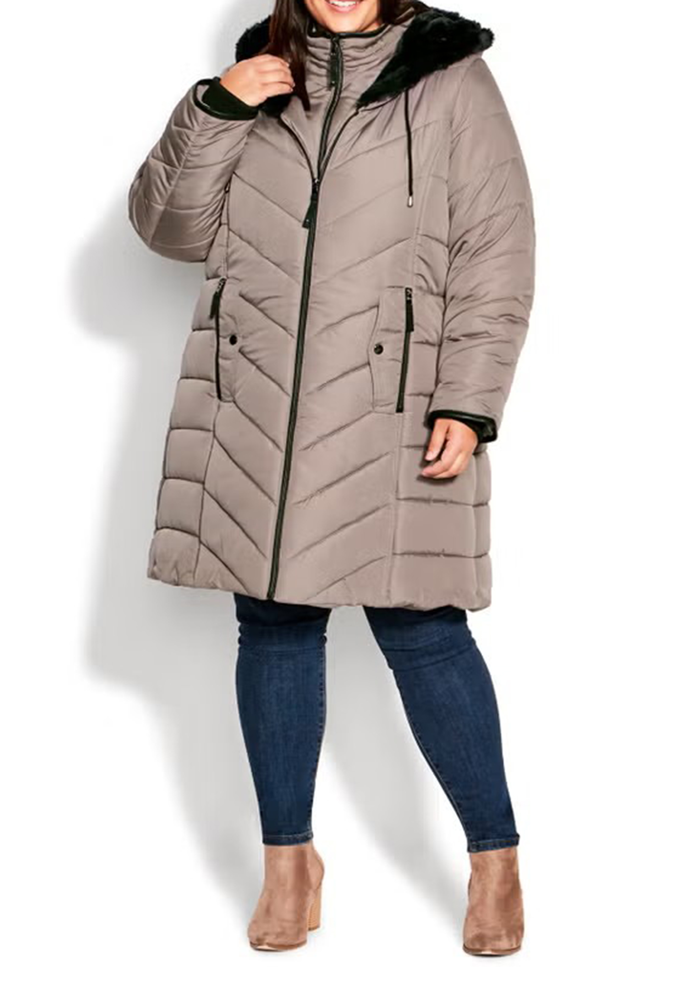 Double Zipper Mid Length Down Jacket