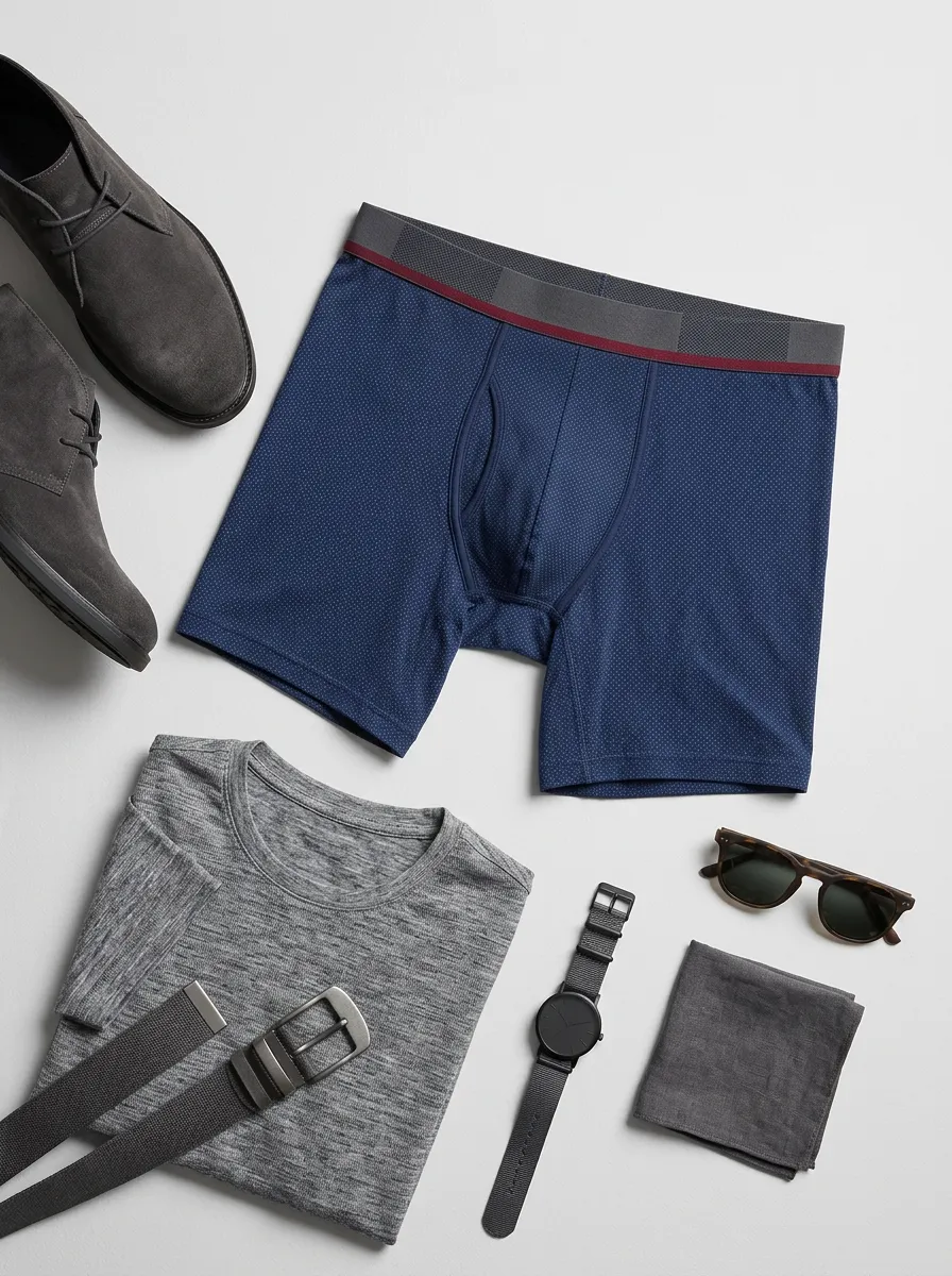 Men's Minimalist Blue Micro-dot Printed Boxer Briefs