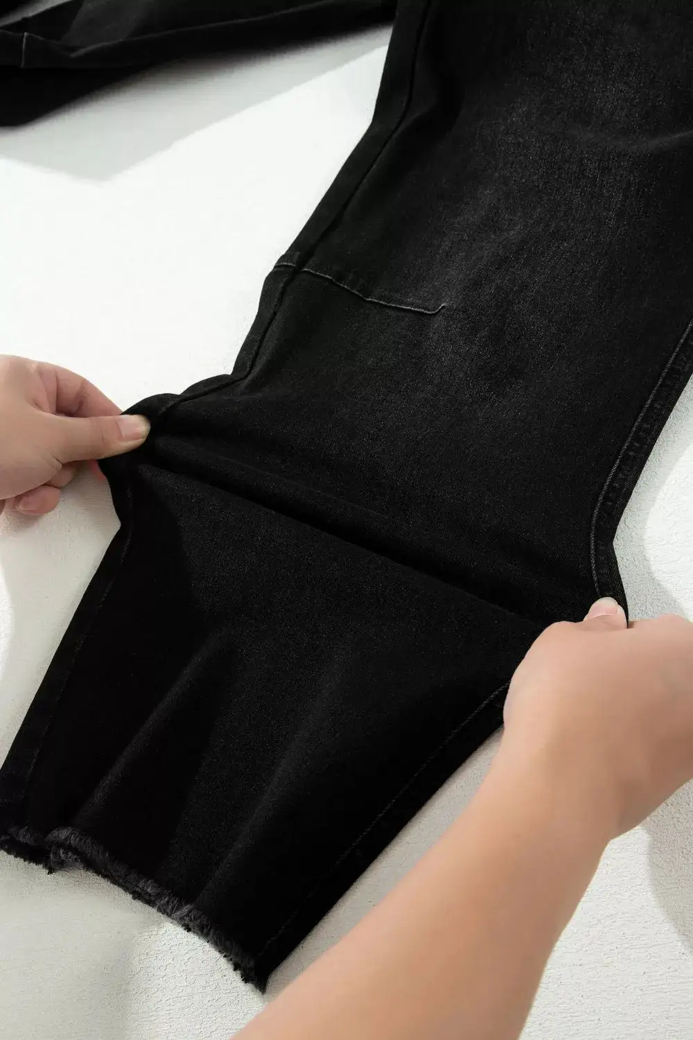 Washed Straight Leg Denim Jeans
