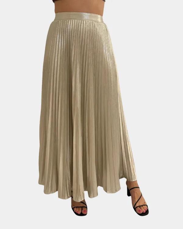 Metallic Pleat Skirt