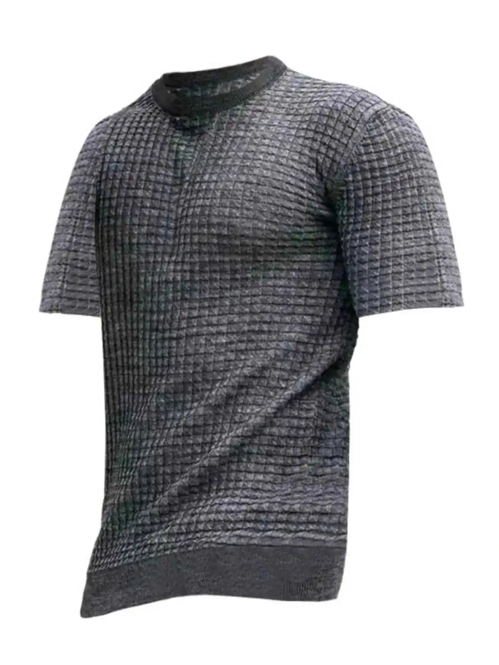 Textured Round Neck Short Sleeve T-Shirt