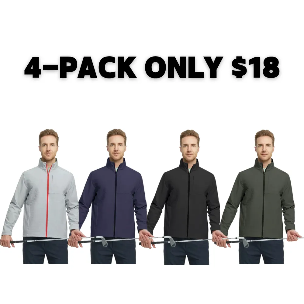 Men's Golf Windbreaker Jacket, Waterproof Windproof Performance Outerwear, Lightweight Warm Multifunctional Jacket for Outdoor Sports