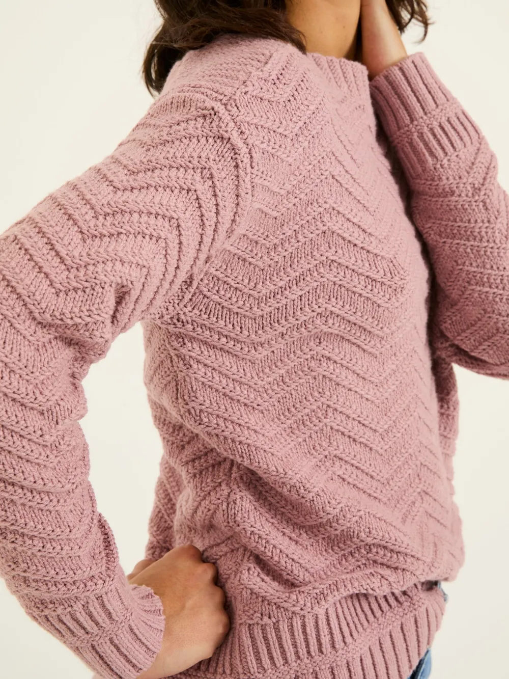 Mid Pink Jessie Textured Knitted Jumper