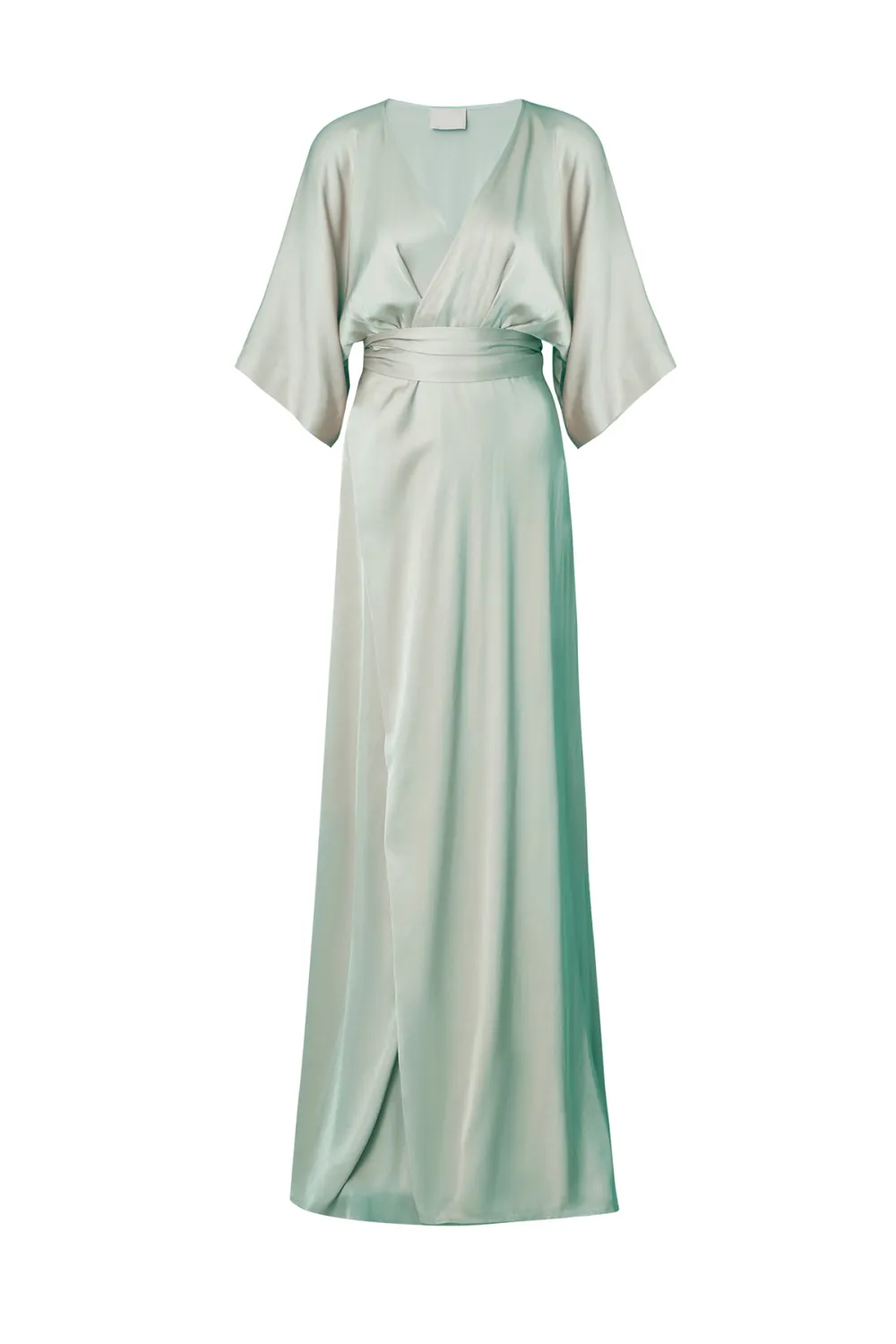 Wrap Style Satin Maxi Dress