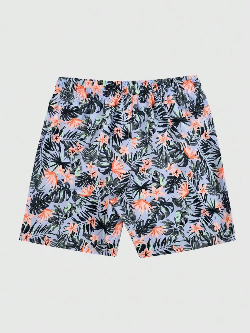 Men's Drawstring Tropical Allover Print Beach Shorts