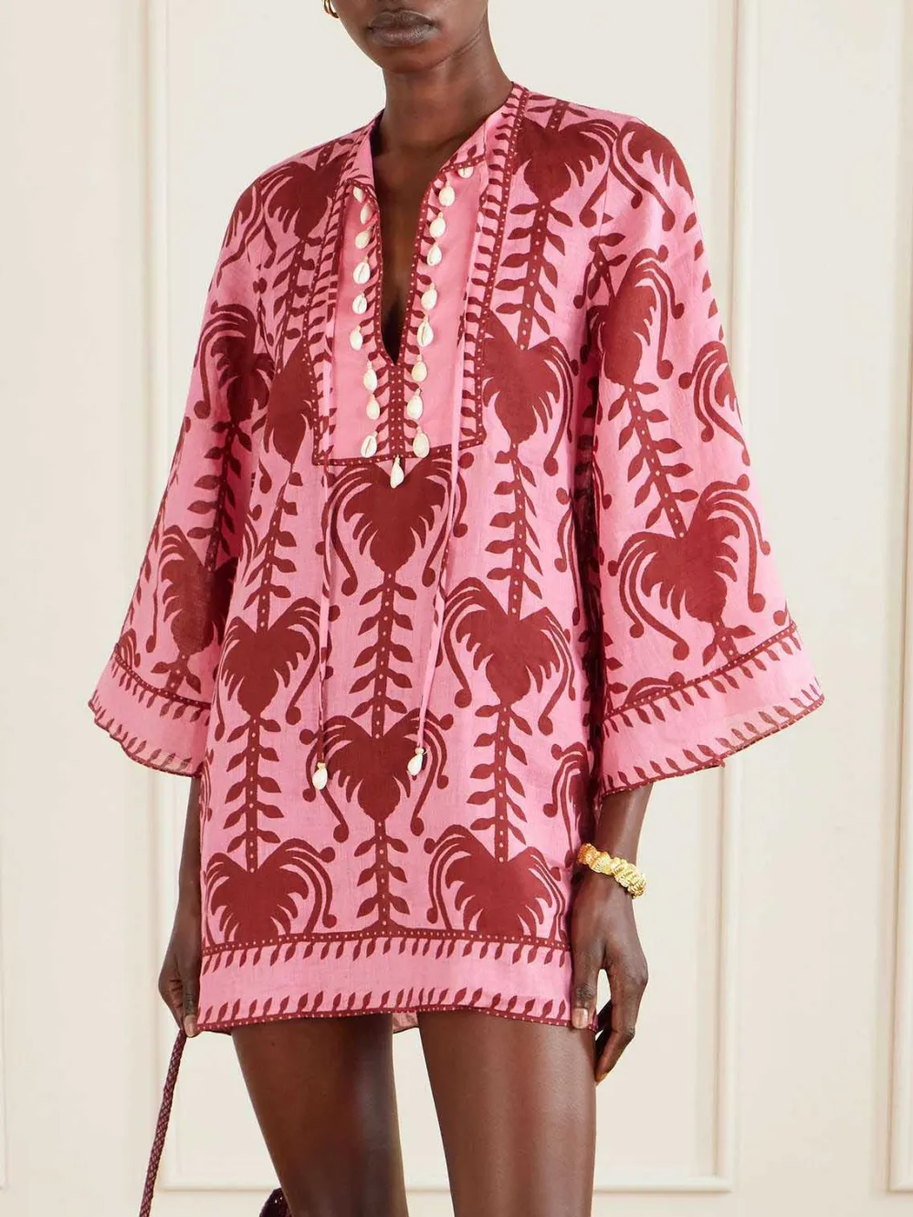 Casual Palm Tree Print Flare Mini Dress