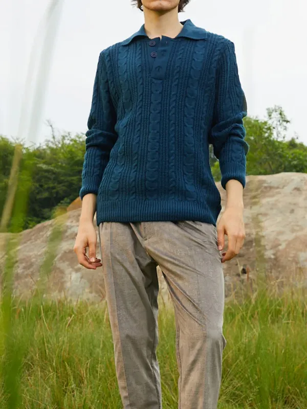 Knit Collared Polo Neck Sweater