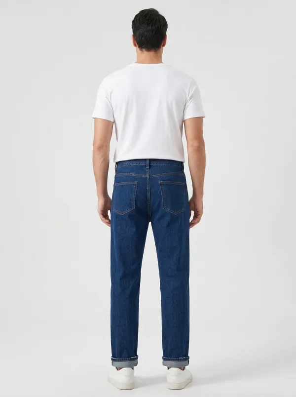 Straight Leg Washed Finish Classic Men's Loose Fit Jeans