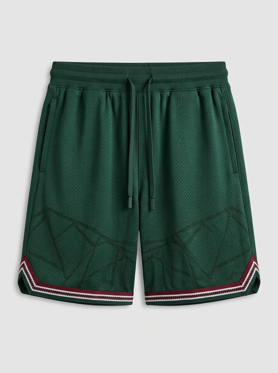 Versatile Geometric Pattern Striped Detail Detail Men's Basketball Shorts