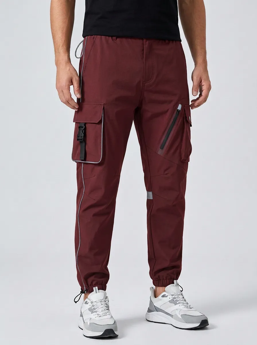 Men's Tactical Multi-Pocket Grey Printed Cargo Pants