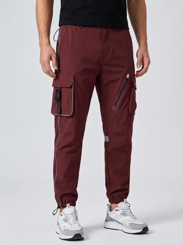 Men's Tactical Multi-Pocket Grey Printed Cargo Pants