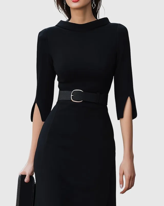 Classic Black Midi Dress