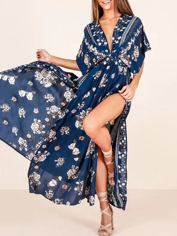 Bohemia Printed Split-side Maxi Dresses