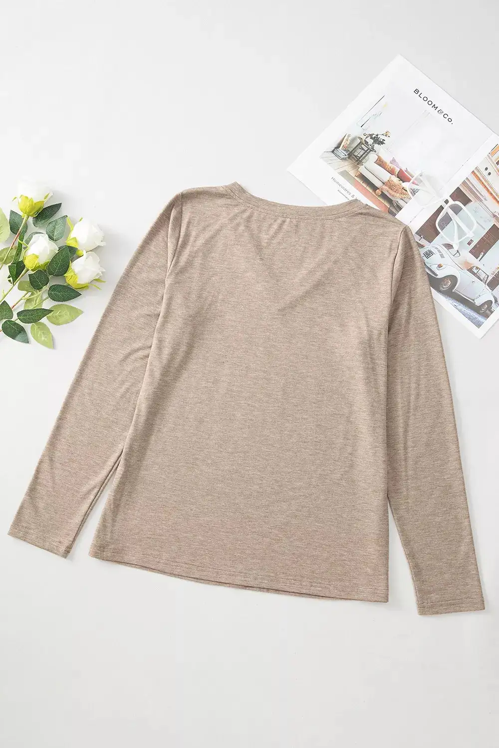 Comfortable Neck Long Sleeve Stretchy Top