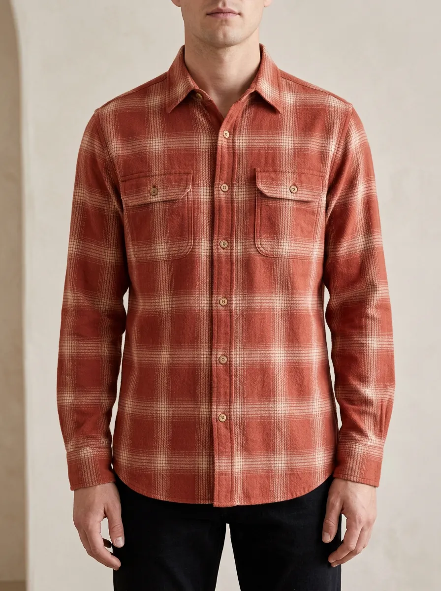Minimal Plaid Long-Sleeve Men's Long-Sleeve Shirt