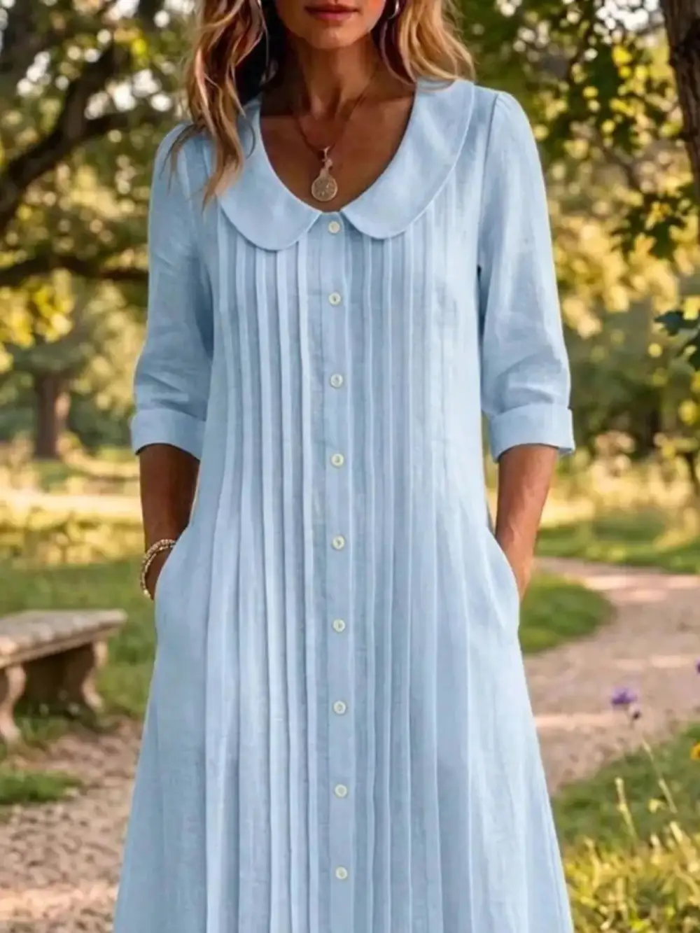 Peter Pan Collar Button-Down Dress