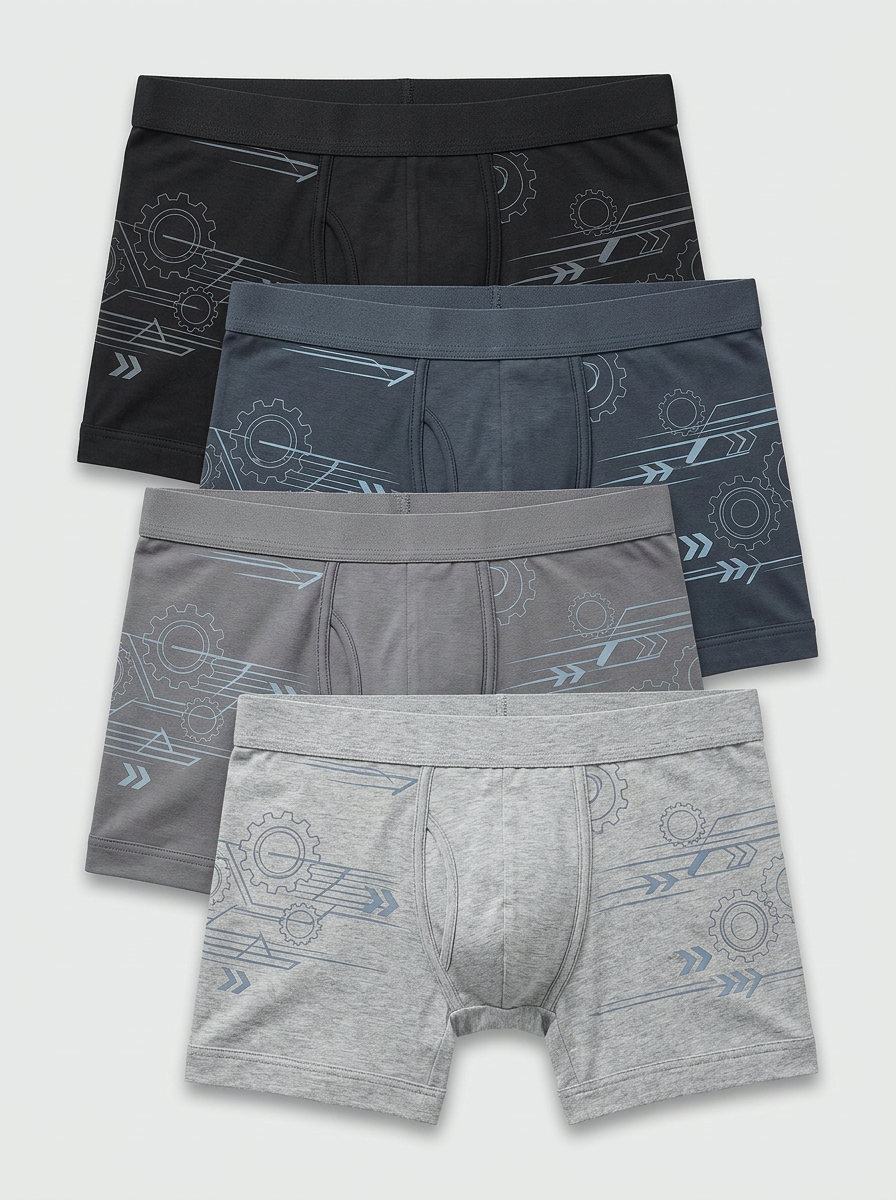 Men's Four-Pair Gear & Arrow Graphic Boxer Brief Set