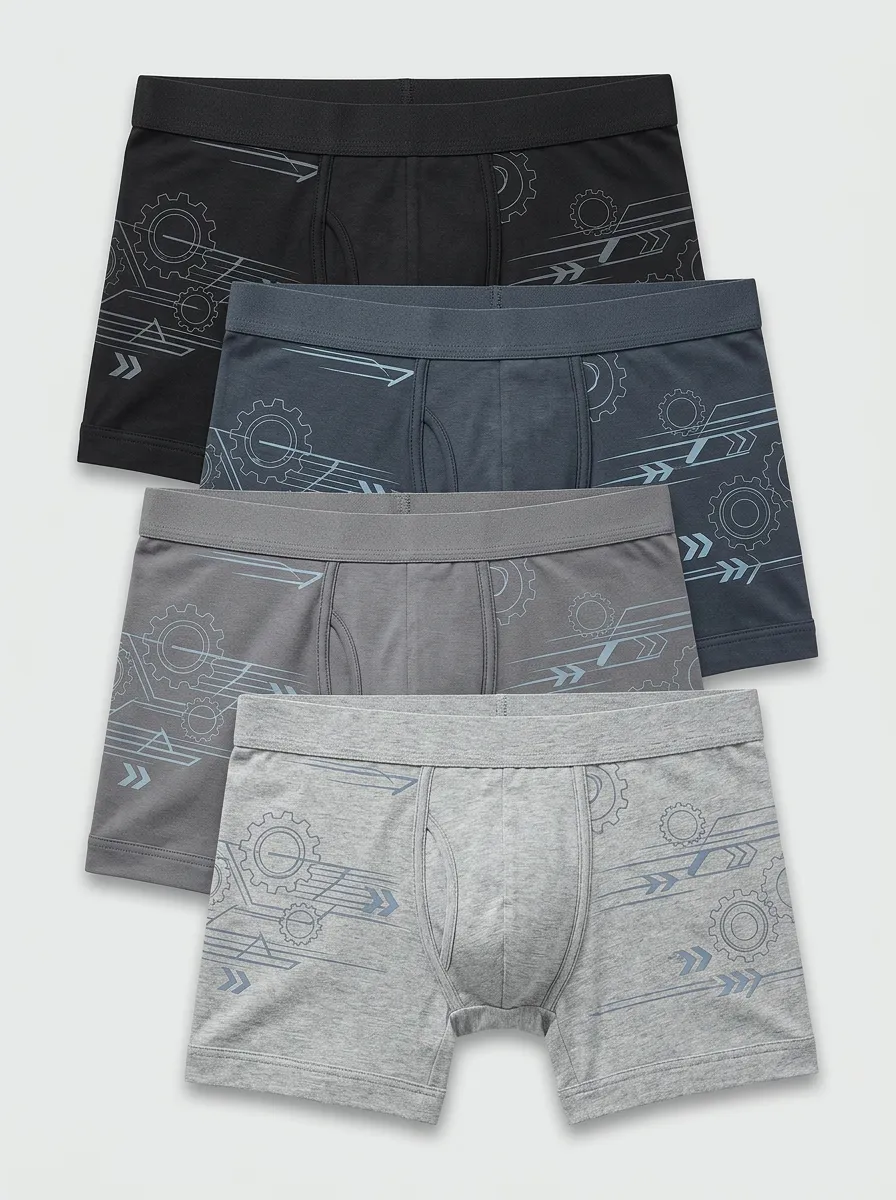 Men's Four-Pair Gear & Arrow Graphic Boxer Brief Set
