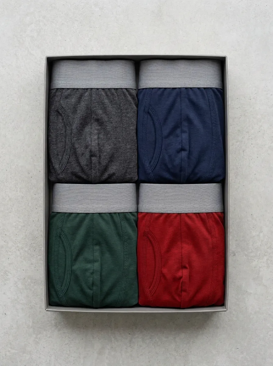 Men's Multi-color Solid Tone Cotton Boxer Briefs Set