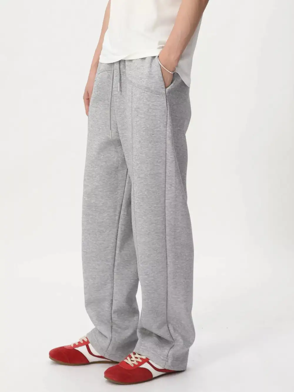 Textured Men's Wide Leg Drawstring Pants