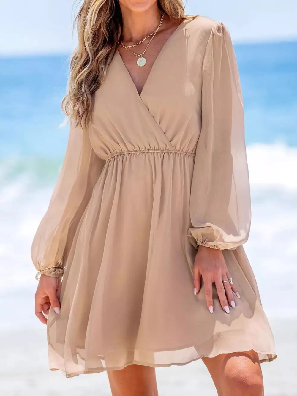 Structured Shape Long Sleeve Mini Dress