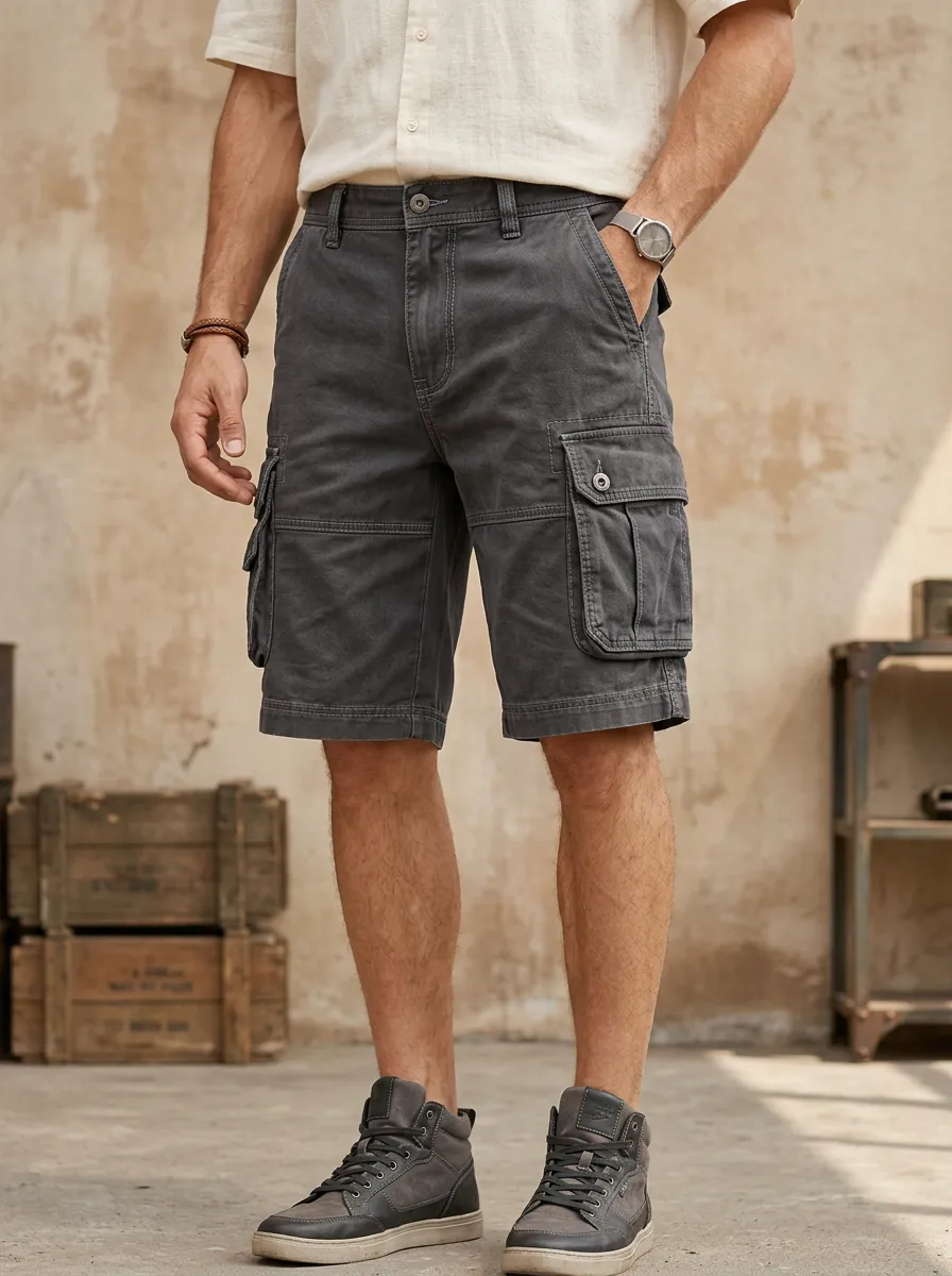 Men's Zip Fly Detail Cargo Shorts