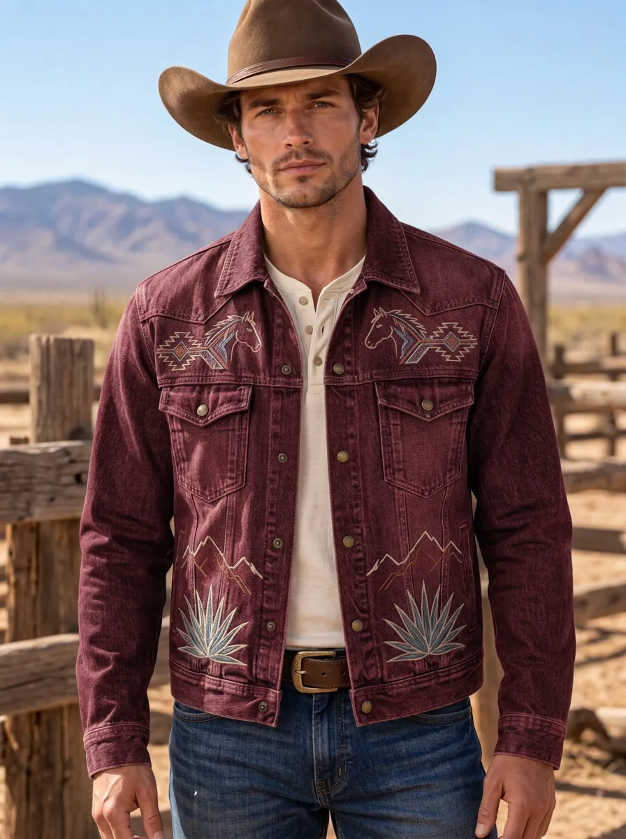 Men's Western Cowboy Horse Mountain Jacket