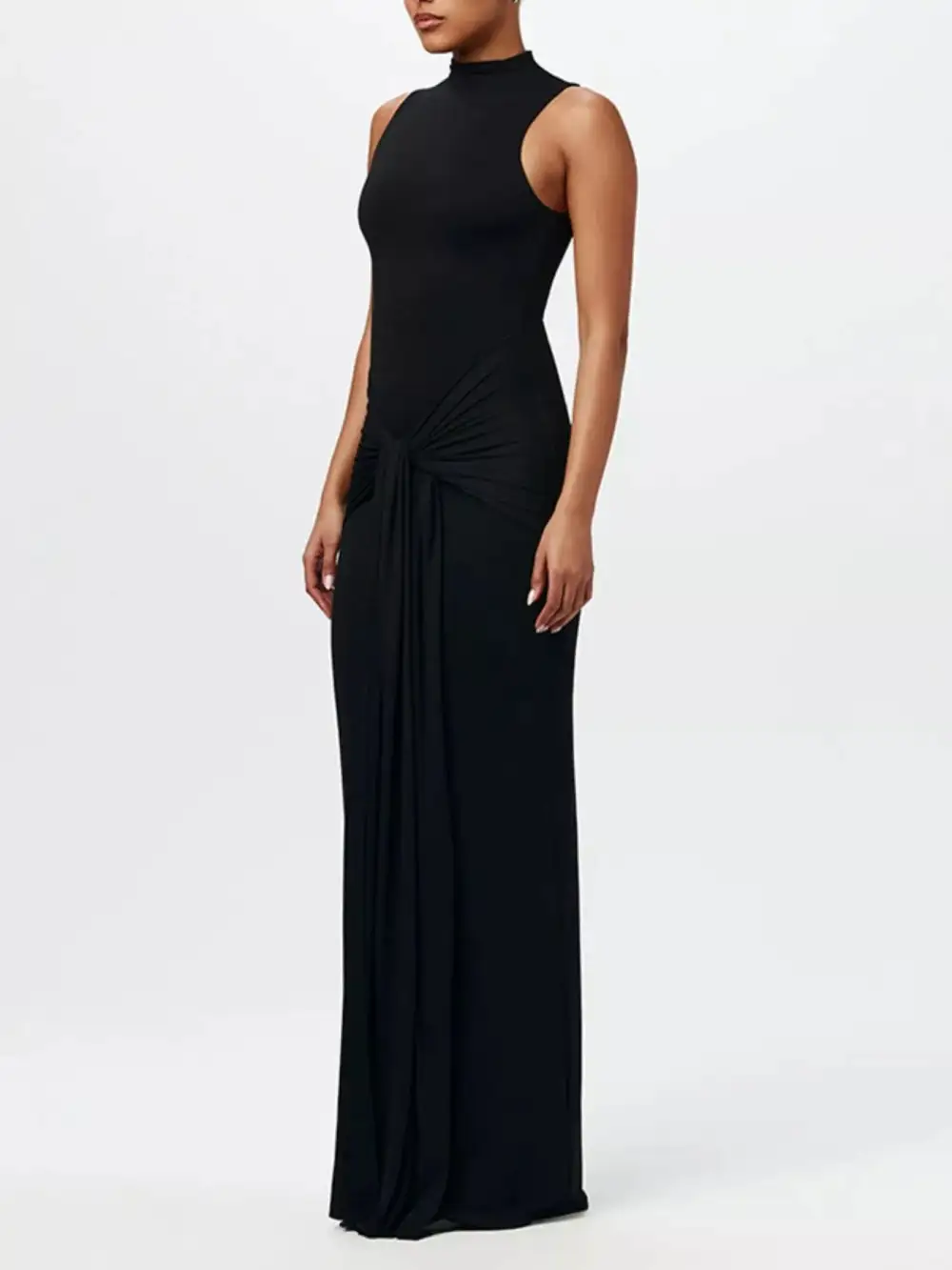 Mock Neck Sleeveless Maxi Dress