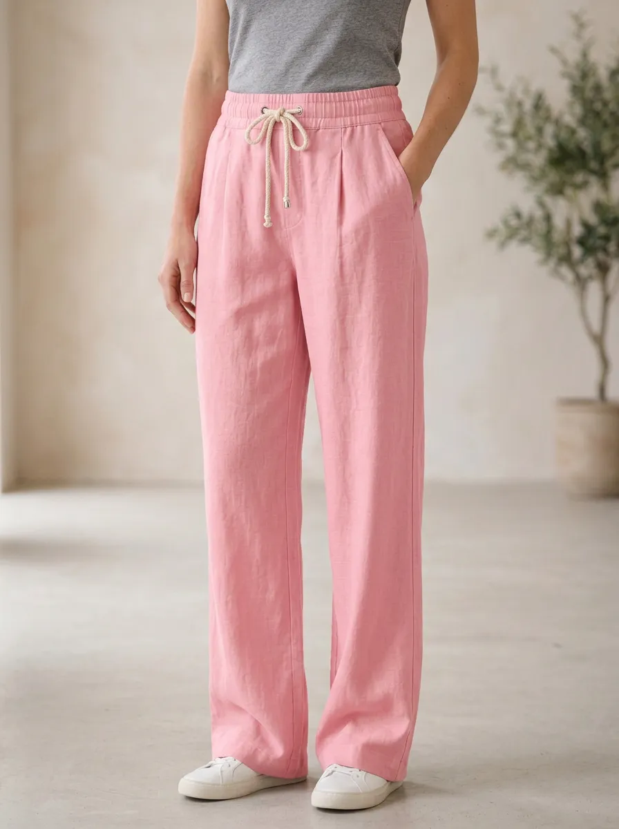 Women's Artisan Inspired Casual Adjustable Drawstring Waist Pants