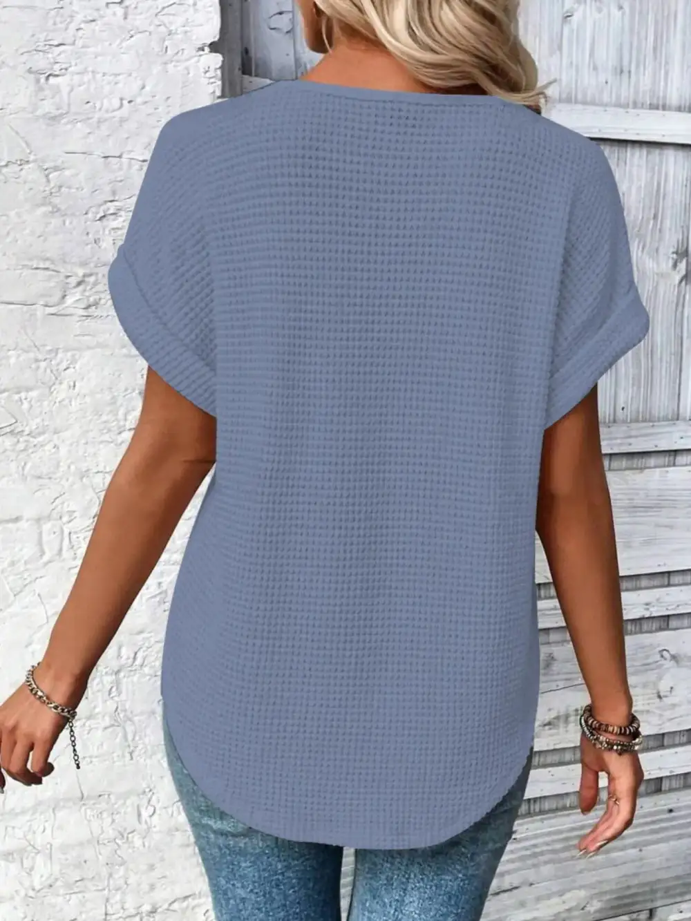Refined Short-Sleeve Lace-Detail Knit T-Shirt