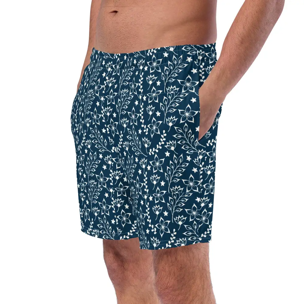 Quick Dry Lined Floral Print Swim Trunks