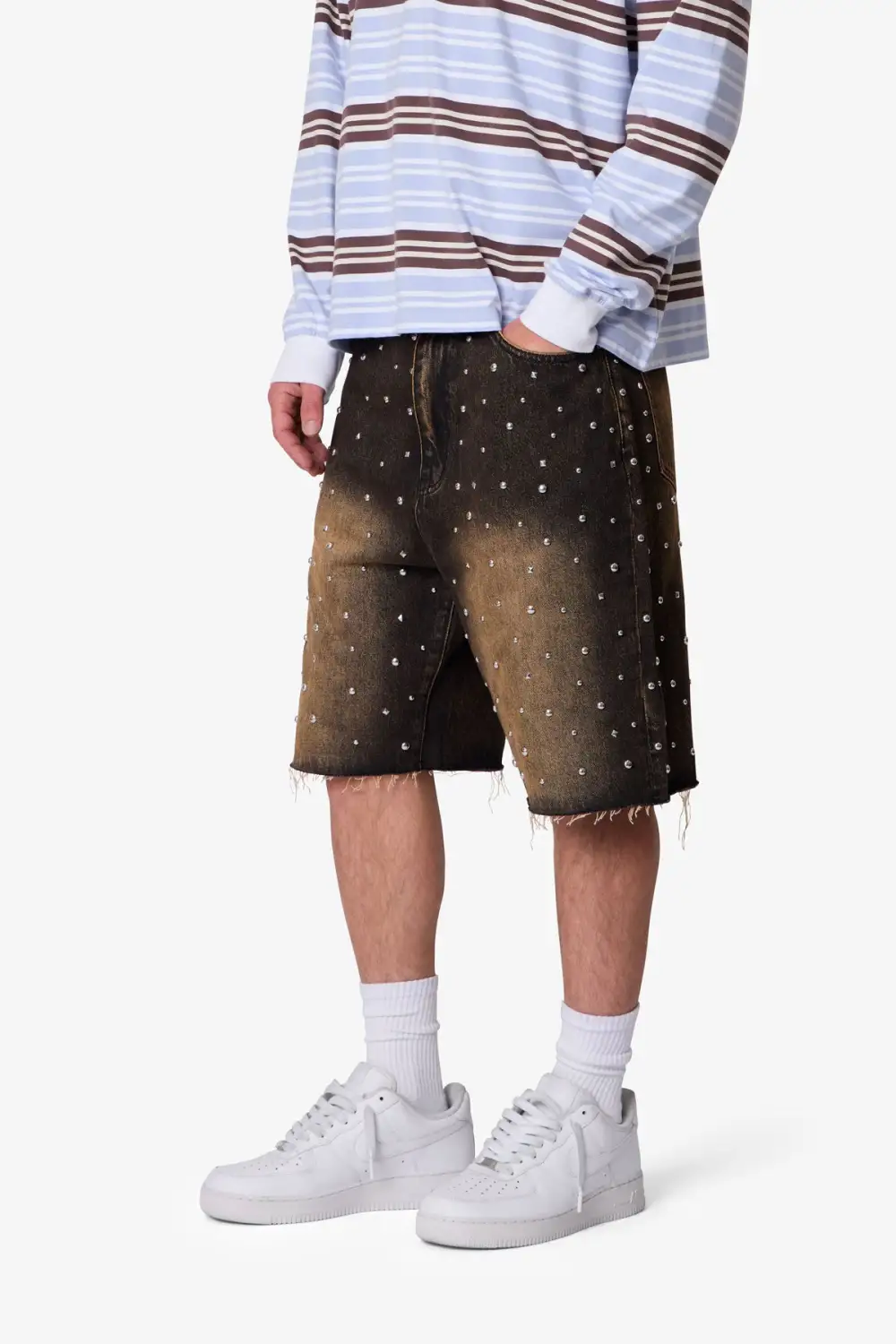 Baggy Studded Denim Shorts