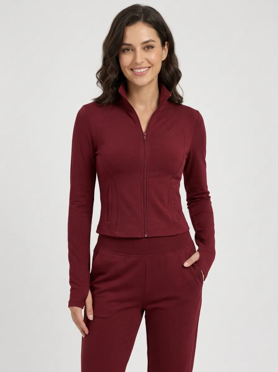 Women's Dusty Blue Mountain Zip-Up Jacket & Jogger Set