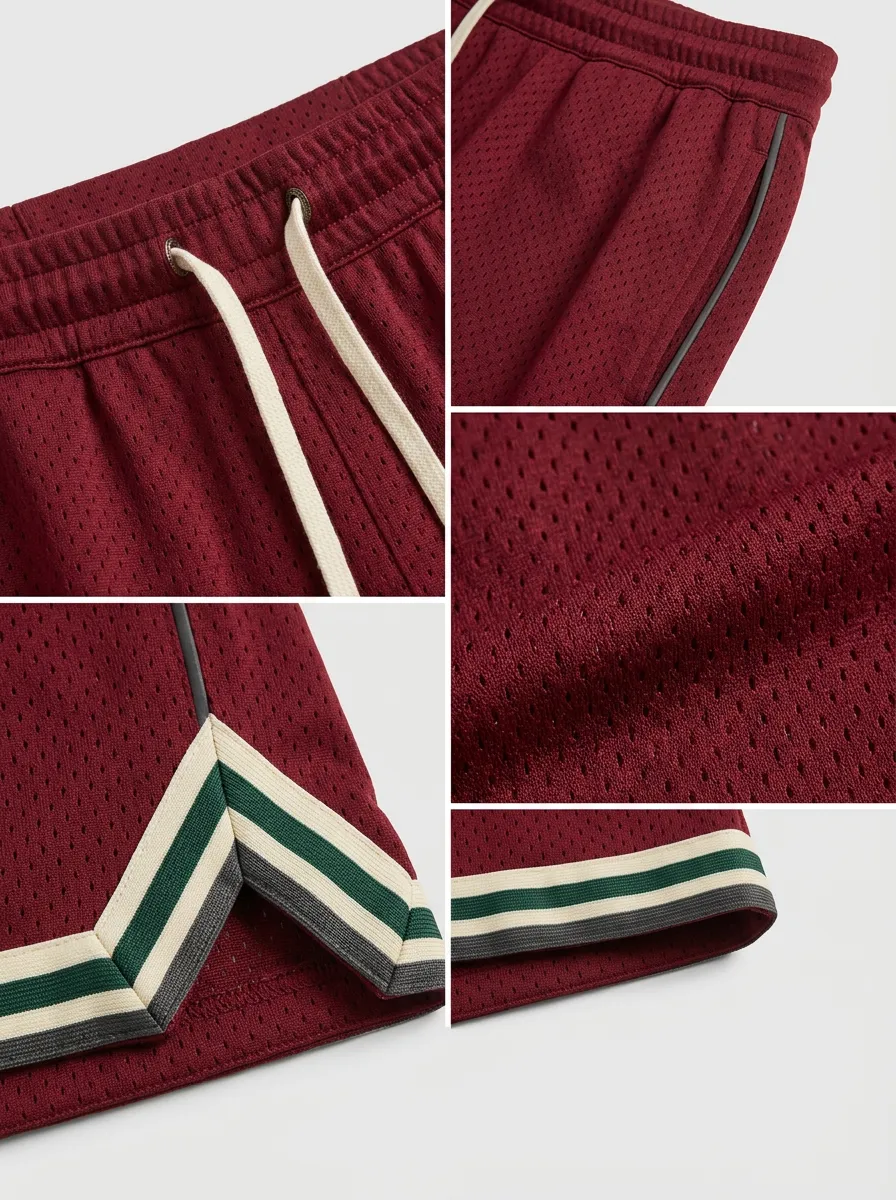 Versatile Striped Detail Mesh Detail Style Men's Basketball Shorts