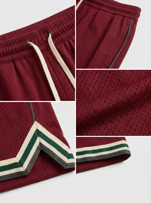 Versatile Striped Detail Mesh Detail Style Men's Basketball Shorts