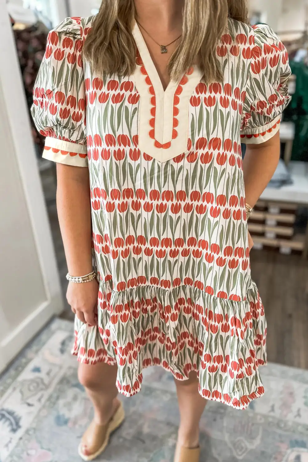Soft Touch Floral Printed Cotton Blend Mini Dress