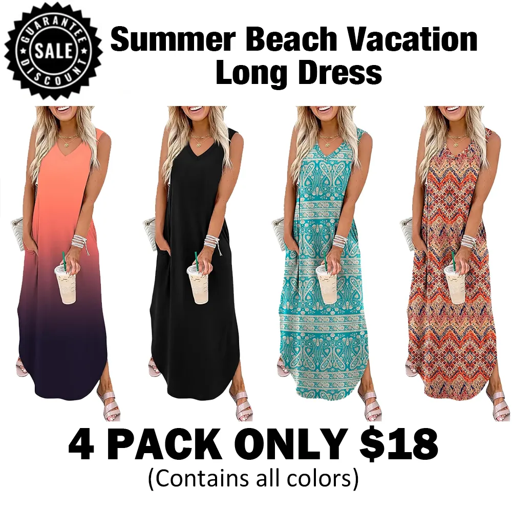 Summer Beach Vacation Long Dress-🔥8-Pack - All Colors Included, Only $24