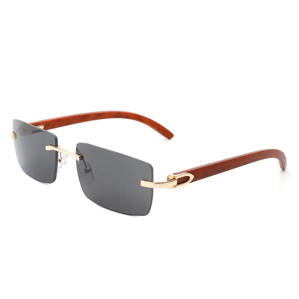 Rectangle Rimless Frame Sunglasses